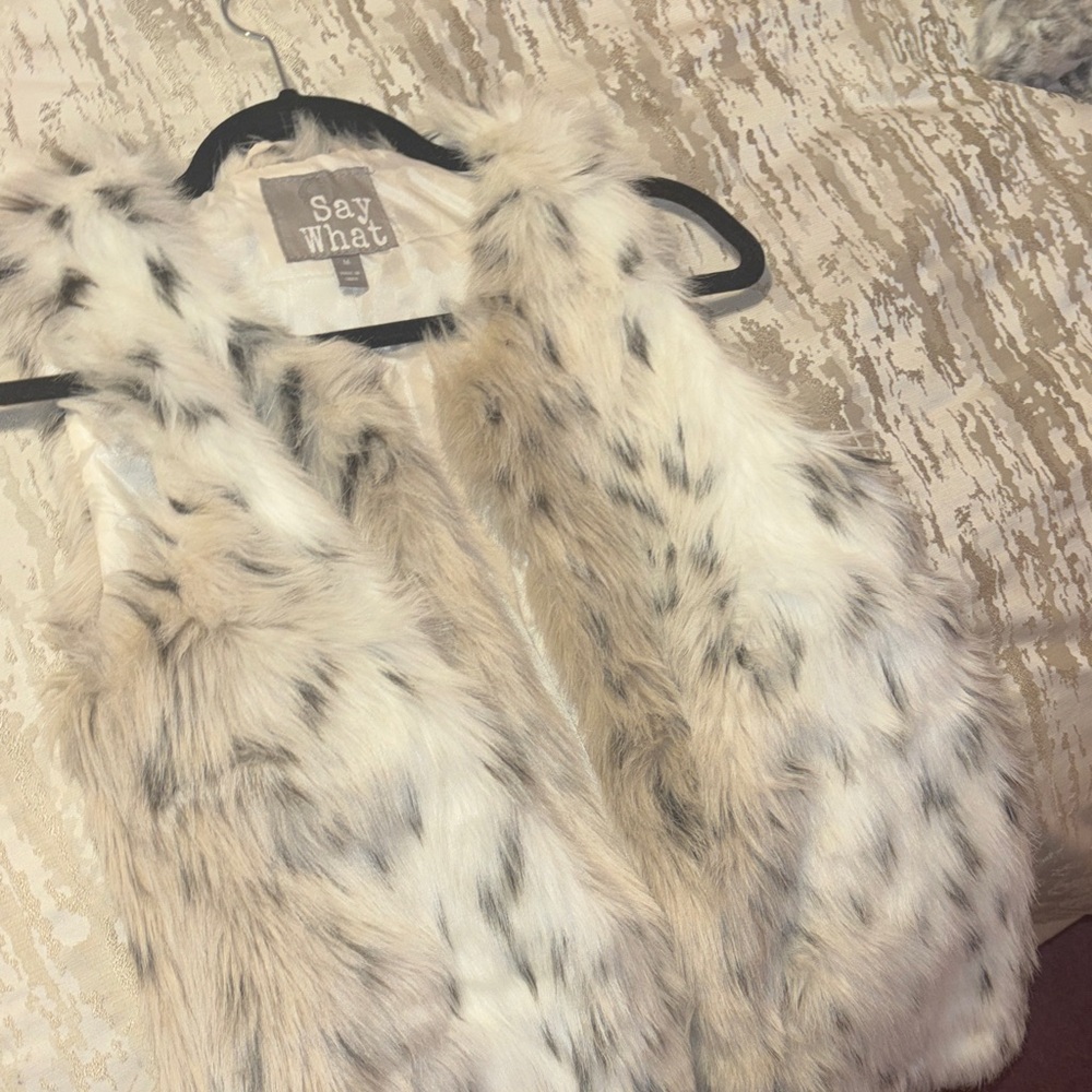 Say What? Cream and Tan Faux Fur Vest